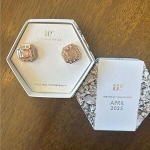 Bomb Party April 2025 Rose Gold Octagon Stud Earrings